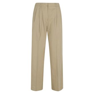 Dunst Straight Trousers, female, Beige, Size: M Double Pleated Chino Trousers