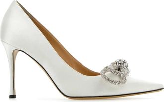 Mach & Mach Double Bow Satin Pumps - Dames - Pumps - Wit - 38 EU - Leer - Schoenen