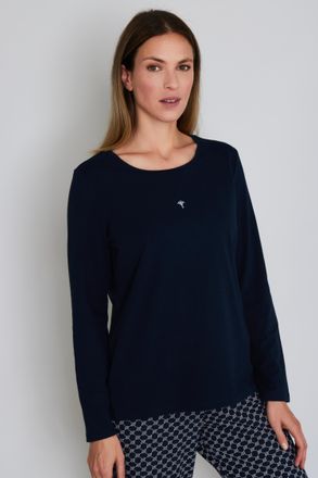 Joop Pyjamaoberteil JOOP Cosy, Damen, Gr. 34, blau, Jersey, Obermaterial: 95% Baumwolle, 5% Elasthan, unifarben, loose fit h&uuml;ftlang, Rundhals, Shirts Pyjam