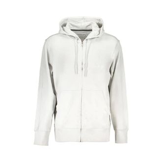 Calvin Klein Hoodies & sweatvesten, Heren, Wit, 2Xl, Katoen, Grijze Katoenen Hoodie met Rits