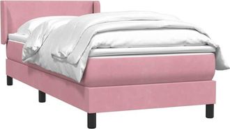 vidaXL Cama Box Spring Con Colch&oacute;n Terciopelo Rosa 100x220 Cm Vidaxl