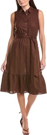 Jones New York Belted Linen-Blend Midi Shirtdress