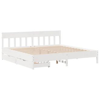 Berkfield Home Full Bed Frame without Mattress White 200x200 cm Solid Wood Pine