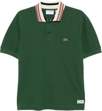 Lacoste Polo con colletto a righe - Verde