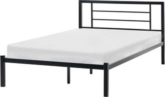 Beliani Cama Moderna 120 X 200 Cm De Metal Somier De Listones De Madera Maciza Negro Cusset