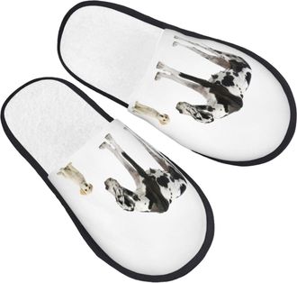 Generic Warm Slipper Great Dane Black White Dogs Home Slipper Classic House Shoes Comfortable Scuff Slippers For Party Hotel Travel M