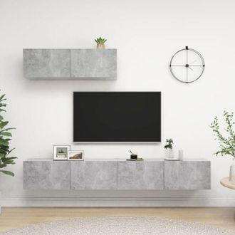 vidaXL Vidaxl - Mobili Porta tv 3 pz Grigio Cemento in Legno Multistrato