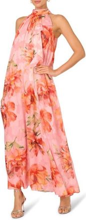 Adrianna Papell Halter Trapeze Gown in Pink Multi at Nordstrom, Size 6