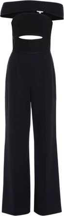 Hérve Léger The Lila off-shoulder jumpsuit - women - Polyester/Nylon/Spandex/Elastane/Rayon/Metallic Fibre - L - Black