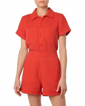 Joe's Gauze Shorts Romper In Valiant Poppy