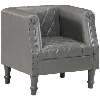 vidaXL Sill&oacute;n De Cuero De Cabra Aut&eacute;ntico Gris Vidaxl