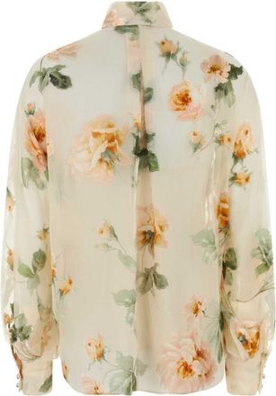 Zimmermann Womens Embroidered Viscose Blend Carousel Shirt Creamrose Camicie