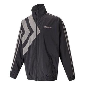 adidas originals logo Printing Stand Collar Sports Jacket Gray GL6156