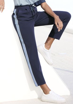 Vivance Schlupfhose VIVANCE, Damen, Gr. 34, N-Gr, blau (marine, blau), Jersey, Obermaterial: 95% Polyester, 5% Elasthan, unifarben mit Farbeinsatz, figurumspi