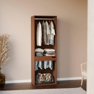 Sweeek Modular Open Wardrobe Rail Unit in Walnut