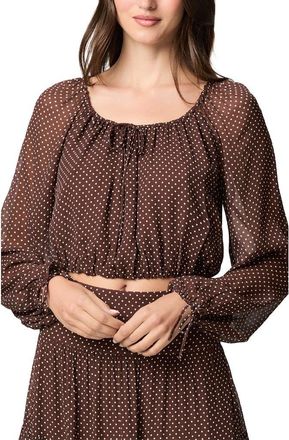 Paige Capricorn Polka Dot Blouse in Mahogany/ecru at Nordstrom, Size X-Large