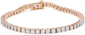 House of Brilliance Silver 1.0 Cttw Rustic Diamond Tennis Bracelet in Rose Gold Over Silver at Nordstrom, Size 10