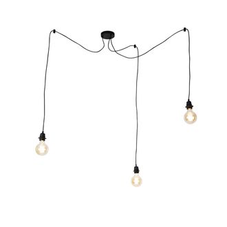 QAZQA Qazqa Moderno L&aacute;mpara Colgante Inteligente Negra 3 Luces Con Wifi G95 - Cava Acero Alargada /redonda Adecuado Para Led Max. 3 X 4.9 Watt