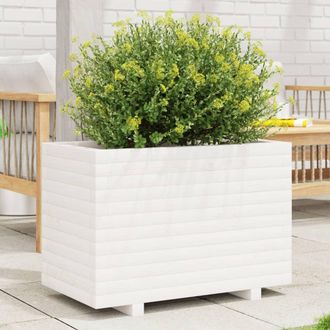 vidaXL Jardinera Madera Maciza De Pino Blanco 70x40x49,5 Cm Vidaxl
