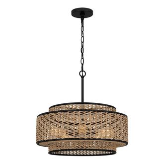 Netlighting Quoizel Teton Cylindrical Pendant Matt Black 5x E27