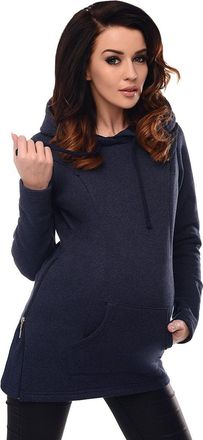 Purpless Maternity 2in1 Pregnancy Nursing Hoodie Sweatshirt Woman Kangaroo 9050 (14, Navy Melange)