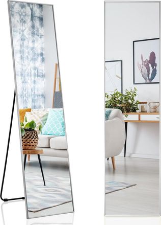 Costway Costway - 160 X 40 Cm Espejo Rectangular/3 En 1 Espejo De Pared O De Pie, Con Cristal Inastillable Y Marco De Aleaci&oacute;n De Aluminio Para Dormitorio, Sa