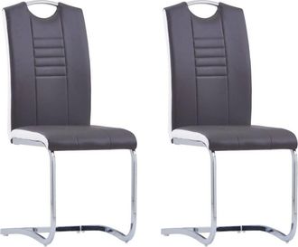 vidaXL Vidaxl - Sillas de comedor voladizas 2 unidades cuero sintético gris