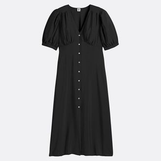 La Redoute Collections Lange jurk, V-hals, elleboogmouwen