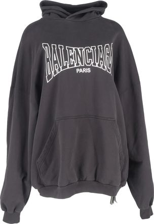 Balenciaga Pre-owned Mens Boxing Logo-Print Hoodie in Grey Cotton - Size Medium