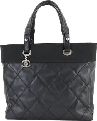 Chanel Black Pvc Nylon Leather Tote Bag (Pre-Owned)