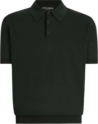 Dolce & Gabbana Openwork Polo Shirt - Heren - Polos - Groen - M - Katoen - Tops