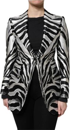 Dolce & Gabbana Zebra Polyester Blazer Jas - Dames - Blazers - Veelkleurig - S - Polyester - Jassen