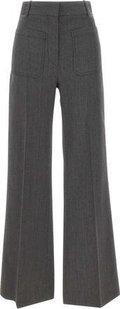 Victoria Beckham Alina Trouser - Dames - Wijde Broeken - Grijs - XS - Wol - Broeken