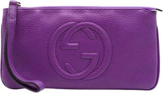Gucci Pre-owned Clutches, female, Purple, Size: ONE SIZE Pre-owned Leather Pouch