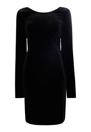 Faina Fluwelen jurkje met strass steentjes Dames zwart