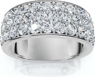 Pompeii3 1 1/2Ct Pave 3-Row Diamond Wedding Anniversary Ring 10k Gold Lab Grown
