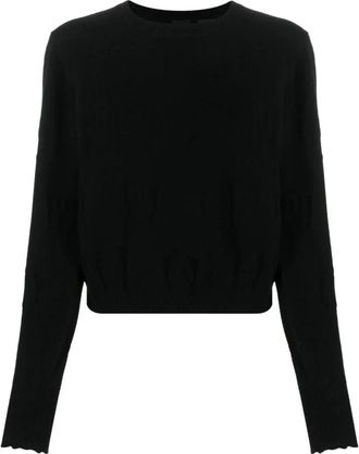 Pinko Marmotta Sweater - Dames - Ronde hals truien - Zwart - L - Truien & Vesten