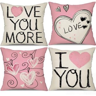 OEM Funda De Almohada De San Valent&iacute;n De 20x20 Cm, Con Coraz&oacute;n Rojo Y La Frase te Quiero, Ideal Para Almohadas, Cojines Y Decoraciones De San Valent&iacute;n