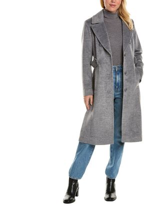 Kenneth Cole Military Long Wool-Blend Coat