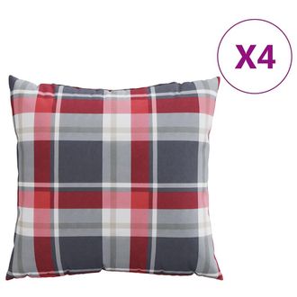 vidaXL Cojines Para Sof&aacute;, 4 Unidades, Estampado De Cuadros Rojos, 60x60 Cm Vidaxl