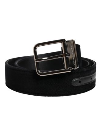 Dolce & Gabbana Black Cotton Silver Metal Buckle Mens Belt