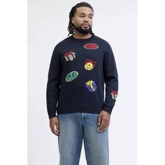 Jack & Jones Plus Size kersttrui fijn gebreid Plus Size donkerblauw