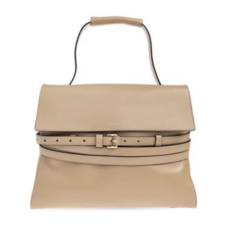 Moschino Handbags, female, Beige, Size: ONE SIZE Belted Leather Handbag