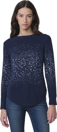 Kor&ouml;shi Womens Soft Touch Knitted Sweater, Round Neck, Long Sleeve, Rounded Hem and Jacquard Pattern., blue, M