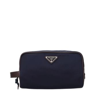 Prada Beauty Case Uomo Stoff Blau