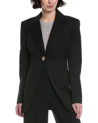 Oscar De La Renta Peak Lapel Silk-Lined Wool Blazer