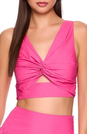 Susana Monaco Twist Front Back Tie Cotton Poplin Top in Boom at Nordstrom, Size X-Small