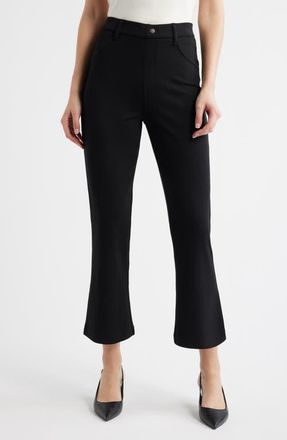 Hue Double Soft Jersey Pull-On Kick Flare Pants in Black at Nordstrom, Size X-Large