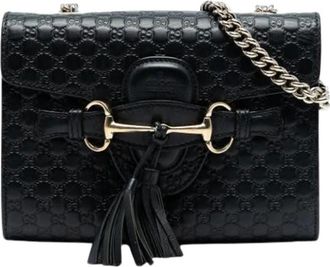 Gucci Pre-owned Shoulder Bags, female, Black, Size: ONE SIZE Pre-owned Leather Crossbody Bag