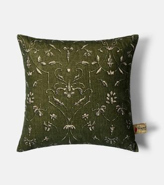 Lyria Protea cotton and linen velvet cushion